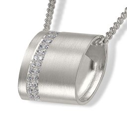 Zilveren Rechthoekige Ashanger met Zirkonia, inclusief Collier