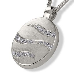 Zilveren Ashanger Ovaal met Zirkonia, inclusief Collier