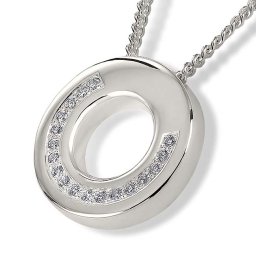 Zilveren Ronde Ashanger Zirkonia Boog, inclusief Collier