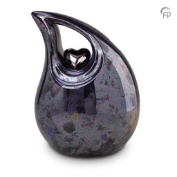 Grote Keramische Dieren Urn Oiled Blue, Silver Heart (3.8 liter)