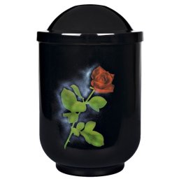 Design Urn Rode Roos op Zwart (4 liter)