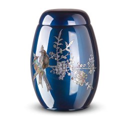 Blauwe Glasfiber Urn Vogels (3.7 liter)