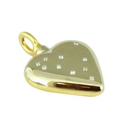 Bicolor Gouden Ashanger Mooi Hart, 10 Diamantjes