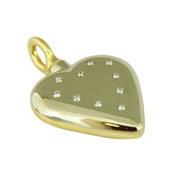 Bicolor Gouden Ashanger Mooi Hart met 10 Diamantjes