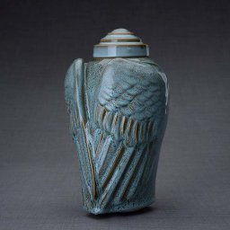 Keramische Crematie As Urn Wings Green Oiled (3.1 liter)