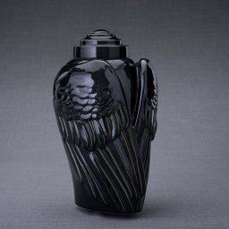 Keramische Crematie As Urn Wings Inktzwart (3.1 liter)