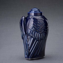 Keramische Crematie As Urn Wings Kobalt Metallic (3.1 liter)