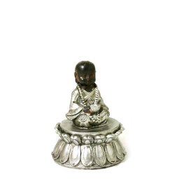 Mini Buddha Urn Zittende Kind-monnik op Lotus Asbox (0.05 liter)