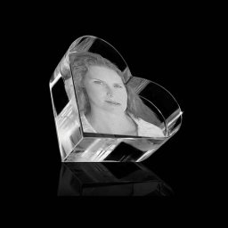 Kristalglas Hart Reliek met Lasergravure (4.5 cm.)