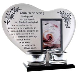 Gedenkhart met Waxinelichthouder en Mini Urn Herinnering (0.015 liter)