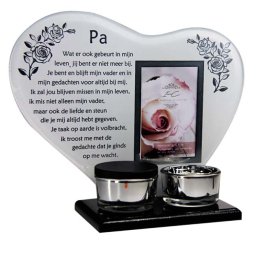 Gedenkhart met Waxinelichthouder en Mini Urn Vader (0.015 liter)