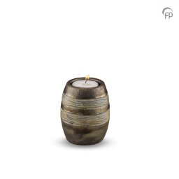 Keramische Mini Urn met Waxinelichtje Bruin-Grijs (0.1 liter)