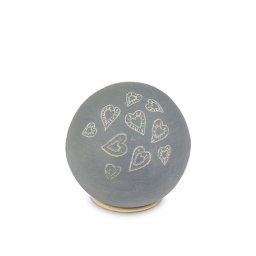 Mini Keramische Bol Urn Grijs Slib Hartjes (0.25 liter)