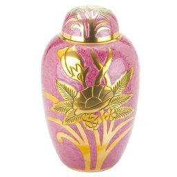 Grote Messing Urn Roze - Gouden Veldbloemen (3.3 liter)
