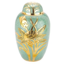 Grote Messing Urn Jadegroen - Gouden Veldboeket (3.3 liter)