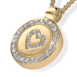 Gouden Ashanger met Briljanten Ring en Hart, inclusief Collier