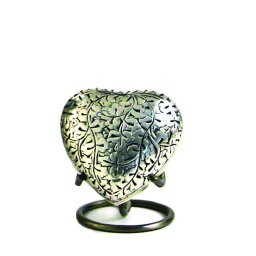 Oak Antique Silver Hart Dieren Urn, inclusief Standaard (0.05 liter)