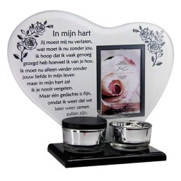 Gedenkhart met Waxinelichthouder en Mini Urn Liefde (0.015 liter)