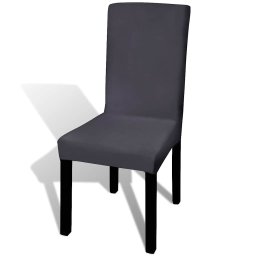 vidaXL Stoelhoezen 6 st stretch recht antracietkleurig
