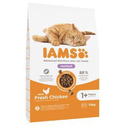 10kg Iams Adult Hairball Control Kattenvoer