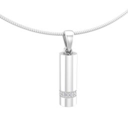 Witgouden Ashanger Buisje met 9 Diamantjes