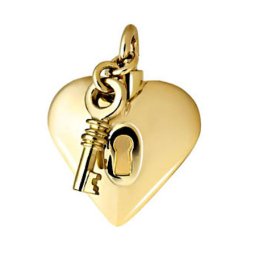 Gouden Ashanger Hart met Slot en Sleutel