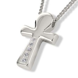 Zilveren Ashanger Ankh met 5 Zirkonia