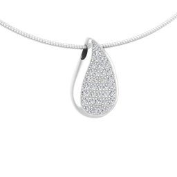 Witgouden Ashanger Traan met 34 Diamantjes