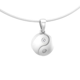 Witgouden Ashanger Yin Yang met Diamant