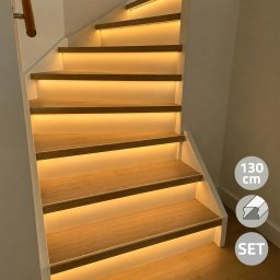 Trapverlichting led strip warm wit 130 cm - complete set inclusief profiel