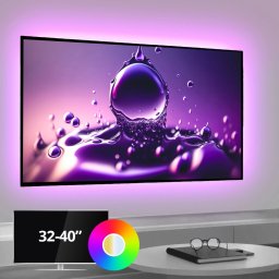 Tv backlight set met 4 RGBWW ledstrips voor tv's 32-40 inch
