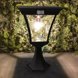Solar buitenlamp london sokkel zwart met ledlamp