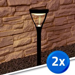 Voordeelset solar priklamp birdie zwart met warm wit licht
