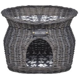 vidaXL Kattenbed/huis/krabpaal met kussen wilgen