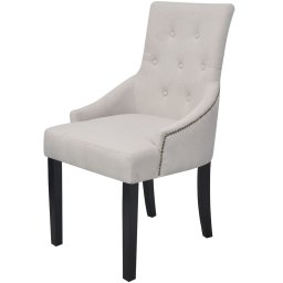 vidaXL Eetkamerstoelen 2 st stof crèmegrijs