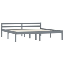 vidaXL Bedframe massief grenenhout grijs 160x200 cm