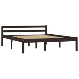 vidaXL Bedframe massief grenenhout donkerbruin 140x200 cm