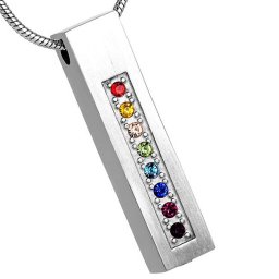 Assieraad Staafje met Regenboog Zirkonia, inclusief Collier