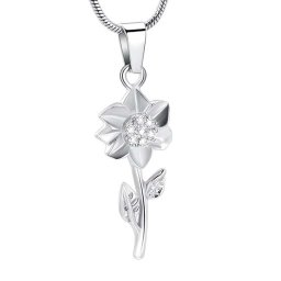 Assieraad Zonnebloem Zirkonia Hart Zilver, inclusief Slangencollier