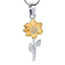 Assieraad Zonnebloem Zirkonia Hart Goud, inclusief Slangencollier