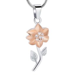 Assieraad Zonnebloem Zirkonia Hart Rozegoud, inclusief Slangencollier