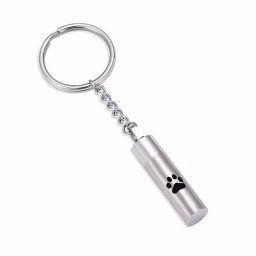 Sleutelhanger met Asbestemming Buisje Pootje Zilver
