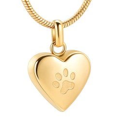 RVS Ashanger Hart Pootafdruk Goud, inclusief Slangencollier