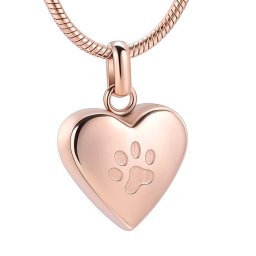 RVS Ashanger Hart Pootafdruk Rozegoud, inclusief Slangencollier