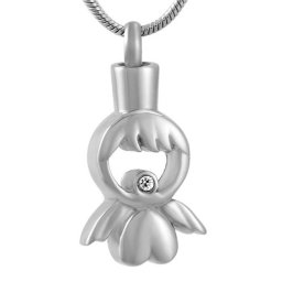 RVS Assieraad Engel Hart Zirkonia, inclusief Slangencollier