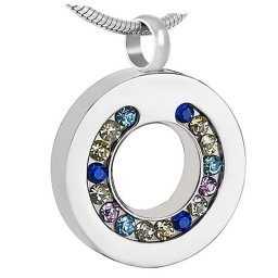 RVS Ashanger Cirkel met Regenboog Zirkonia, inclusief Collier