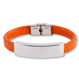 Oranje Lederen Aurora Armband met RVS Asruimte