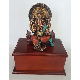 Dierenurn Ganesh Beeld op Hardhouten As-sokkel (3 liter)