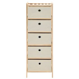 vidaXL Opbergmeubel met 5 stoffen manden cederhout beige