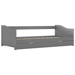 vidaXL Bedbank uittrekbaar grenenhout grijs 90x200 cm